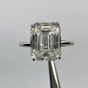 🔥3CT Certified Moissanite Brilliant Emerald Cut Engagement Ring Size 6.5